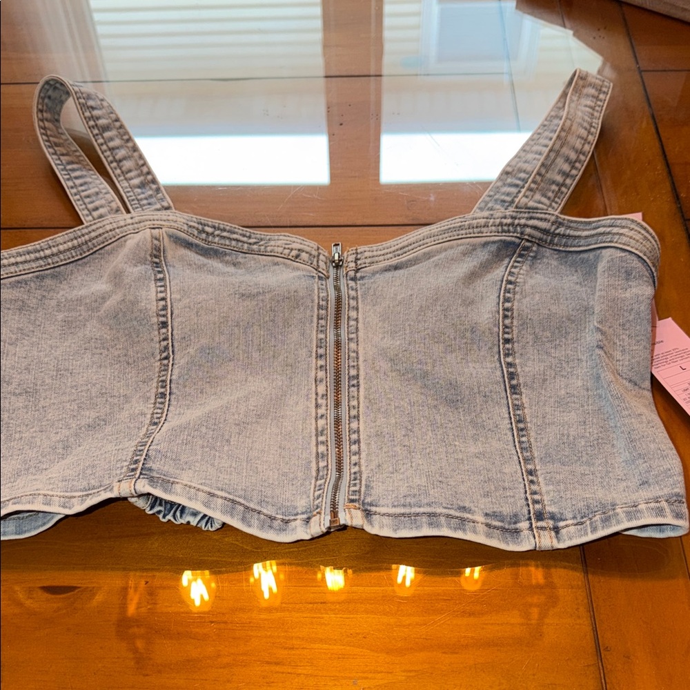 Wild Fable Light Blue Denim Crop Top